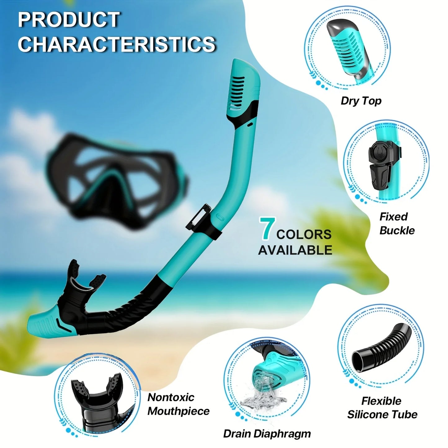 XIAOTREE Dry Snorkel Tube Easy Breath Scuba Diving Splash Guard Top Valve Swimming Underwater Equipment For Adults Kids Youth