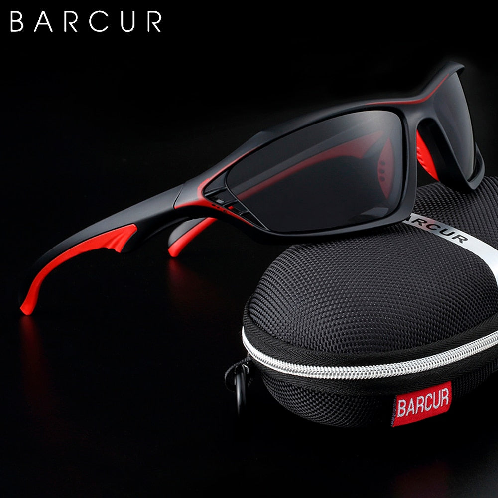 BARCUR TR90 Frame Brand Design Sport Men Sunglasses Polarized Sun Glasses Women Eyewear Driving Mirror Shades UV400 - KiwisLove
