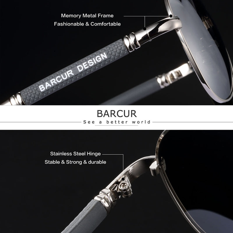 BARCUR Memery Pilot Sunglasses Polarized Men Sun glasses for Women Eyewear UV400 Mirror Oculos de sol - KiwisLove