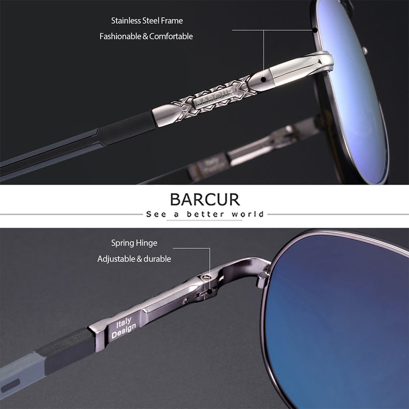 BARCUR Men sunglasses Polarized UV400 Protection Driving Sun Glasses Women Male Oculos de sol - KiwisLove