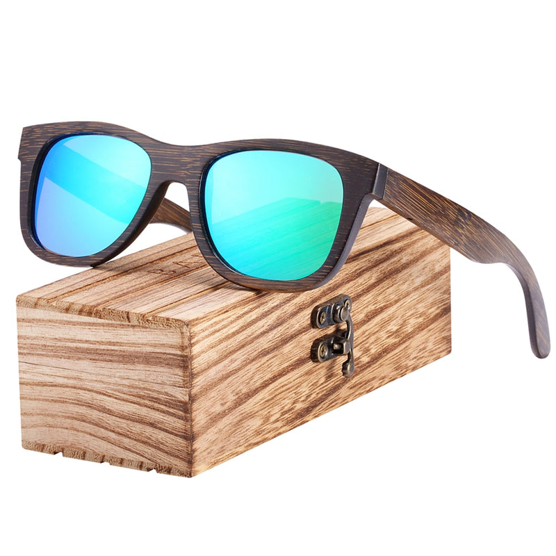 BARCUR Wood Sunglasses Bamboo Brown Full Frame Wooden Sun Glasses Men Polarized Vintage Women Eyewear - KiwisLove