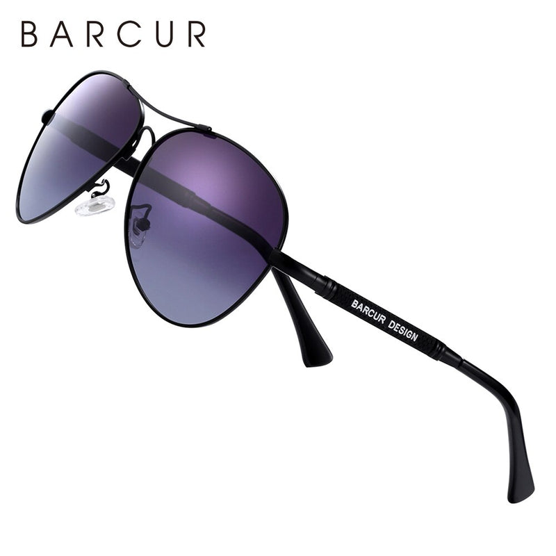 BARCUR Design Titanium Alloy Sunglasses Polarized Men's Sun Glasses Women Pilot Gradient Eyewear Mirror Shades Oculos De Sol - KiwisLove