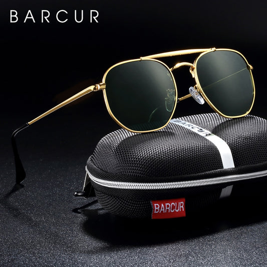 BARCUR Original Square Sunglasses For Men Polarized Women Hexagon Sun Glasses Oculos De Sol Gafas Lunette De soleil femme - KiwisLove