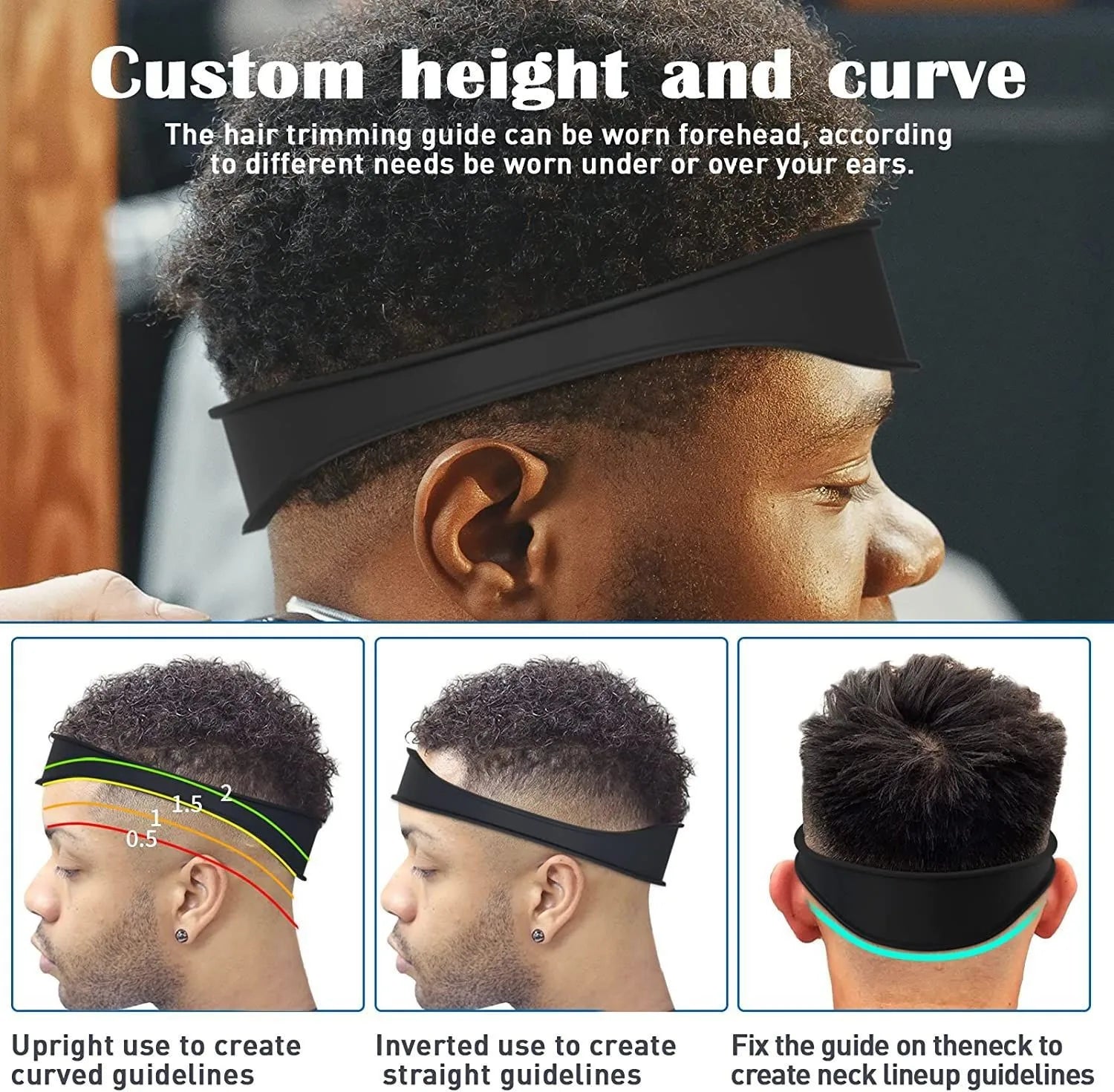 DIY Home Haircuts Curved Headband Silicone Neckline Shaving Template and Hair Cutting Guide Hair Styling Tool - KiwisLove