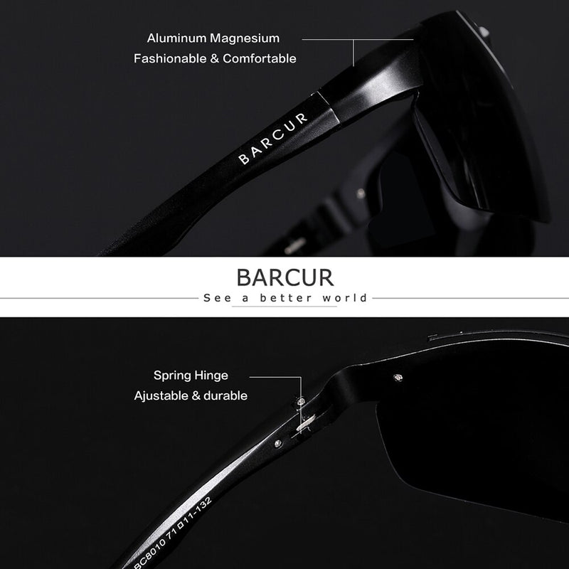 BARCUR Sport Classic Design Aluminum Sunglasses Men Women Polarized Anti-Reflective Photochromic Sun Glasses UV400 - KiwisLove