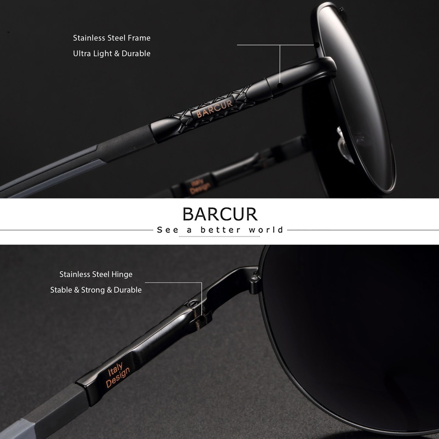 BARCUR Men Sunglasses Polarized UV400 Protection Driving Sun Glasses Women Male Oculos De Sol - KiwisLove