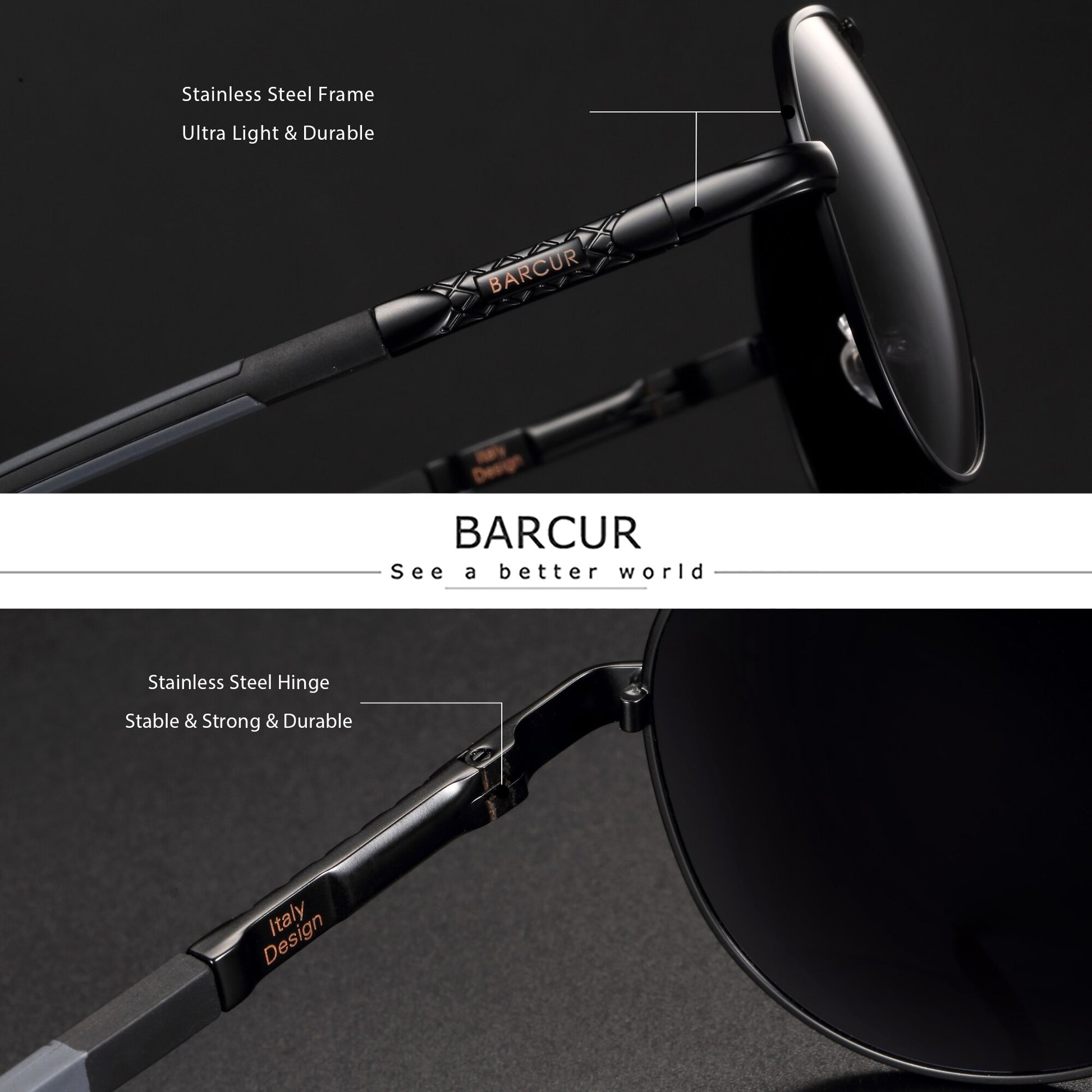 BARCUR Men Sunglasses Polarized UV400 Protection Driving Sun Glasses Women Male Oculos De Sol - KiwisLove