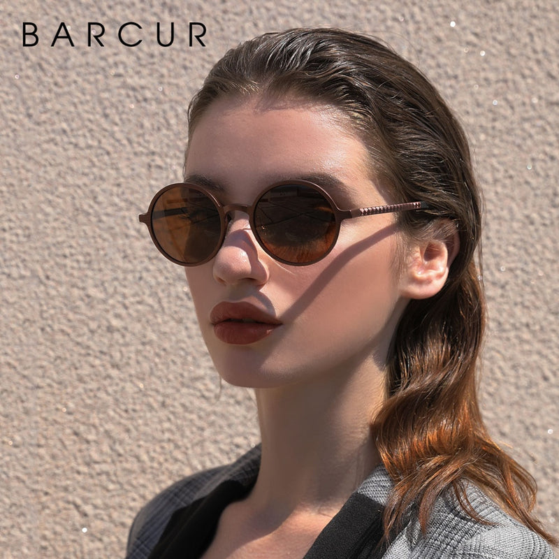 BARCUR Hot Black Goggle Male Round Sunglasses Luxury Brand Men Glasses Retro Vintage Women Sun Glasses UV400 Eyewear - KiwisLove