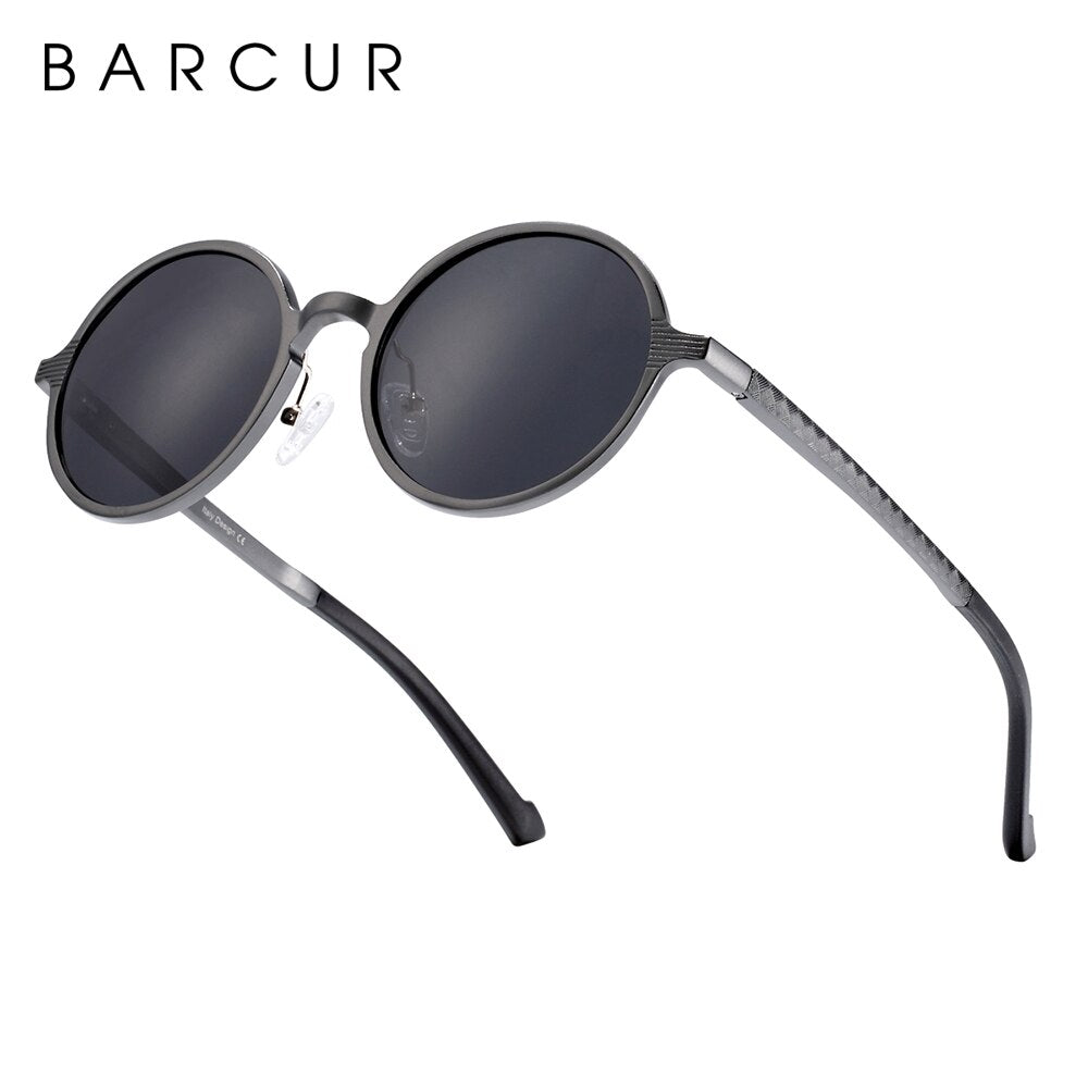 BARCUR Brand Light Weight Round Sunglasses Luxury Brand Men Glasses Retro Vintage Women Sun glasses - KiwisLove