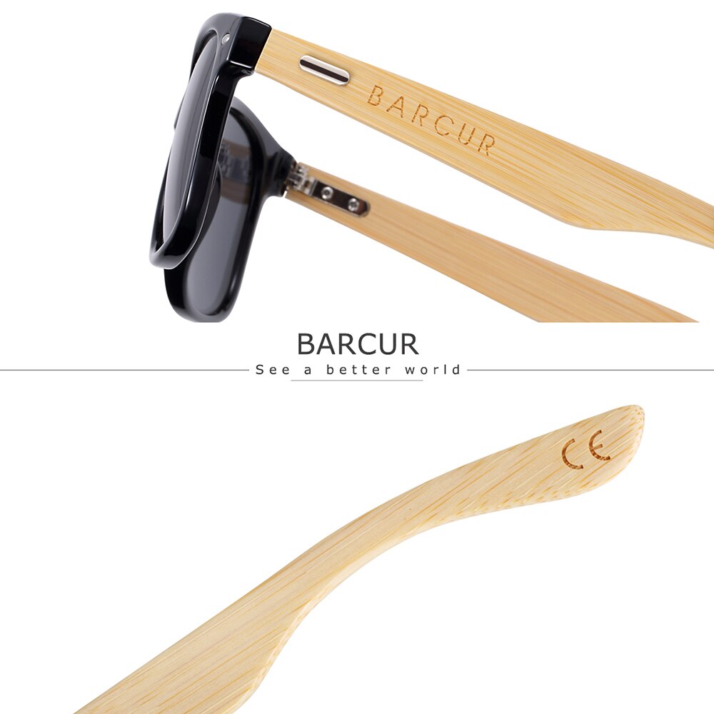 BARCUR Natural Bamboo Sunglasses Men Wooden Sun Glasses Women Polarized Eyewear - KiwisLove