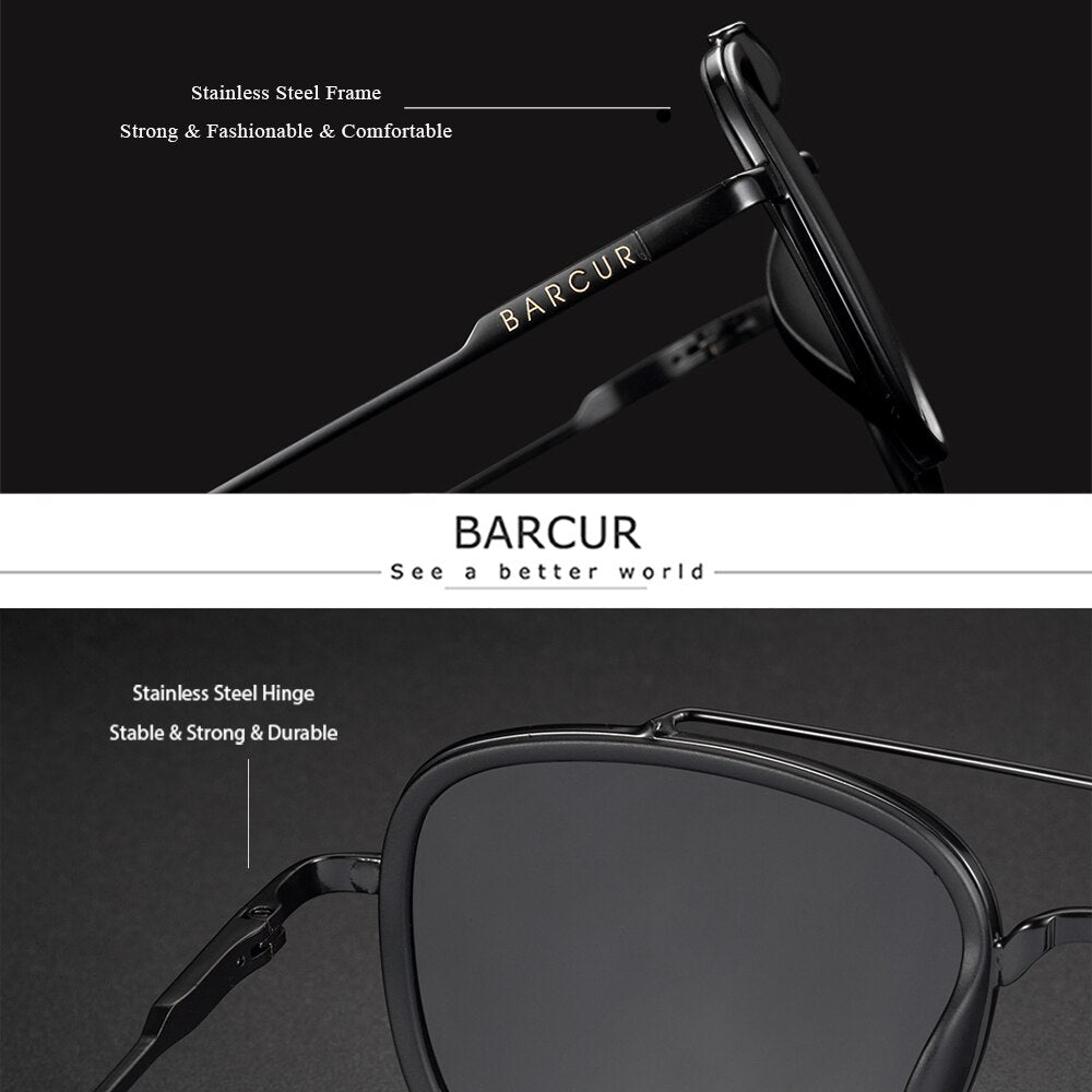 BARCUR Polarized Square Sunglasses for Women Driving Retre Classic Sun Glasses for Men Eyewear Accessory Oculos Gafas De Sol - KiwisLove