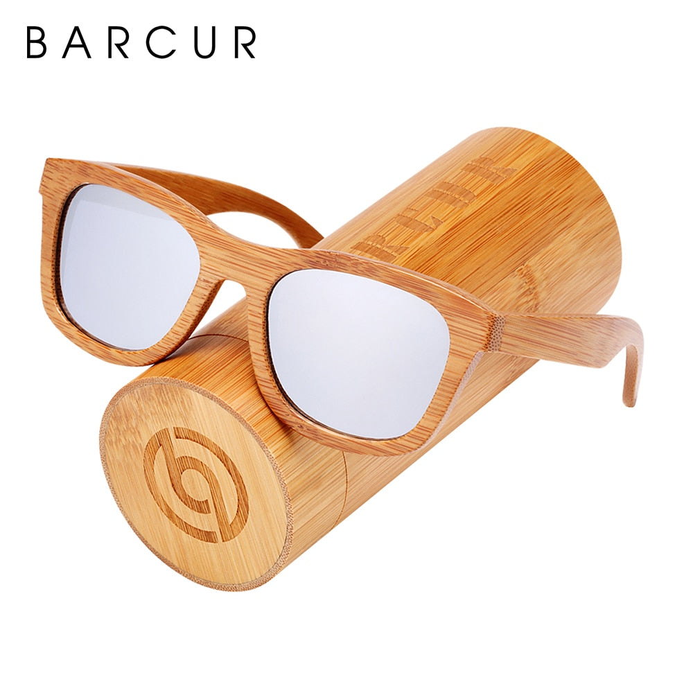 BARCUR Retro Square Men Sun Glasses Women Polarized Sunglasses Natural Bamboo Handmade Wood Sunglasses Beach Wooden UV400 - KiwisLove