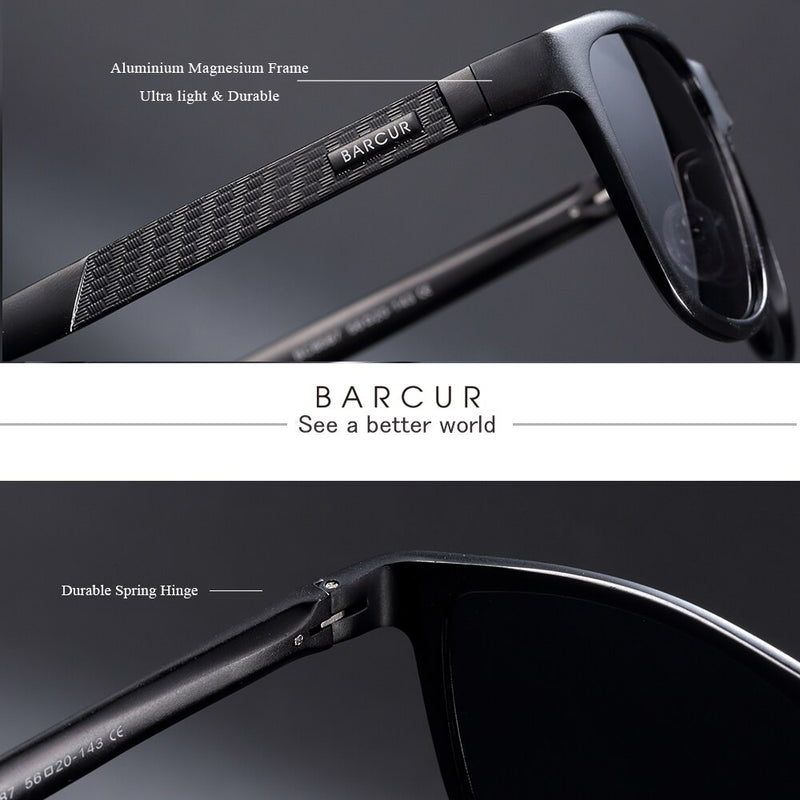 BARCUR Aluminum Men Sunglasses Polarized Male Sun Glasses For Men Women Eyewear Accessories - KiwisLove