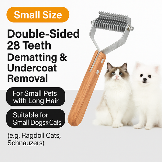 Dog Brush Dematting Comb – 28 Teeth Wooden Handle for Small to Medium Dogs and Cats