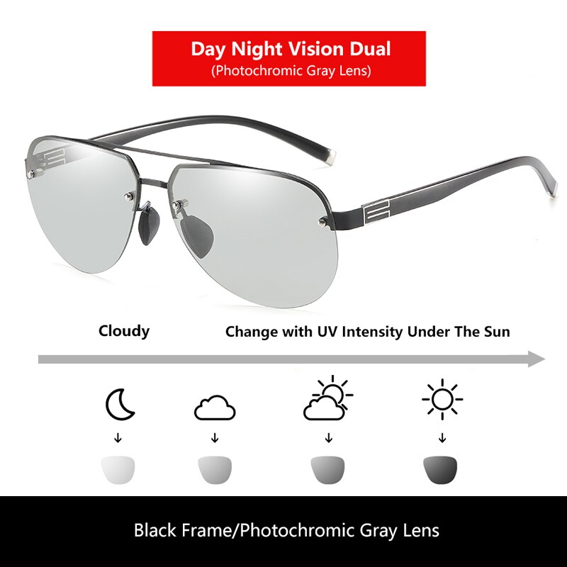 Men Sunglasses Photochromic Male Day Night Vision Designer Glasses For Driving Polarized Outdoor Sports UV400 Eyewear V1902 - KiwisLove