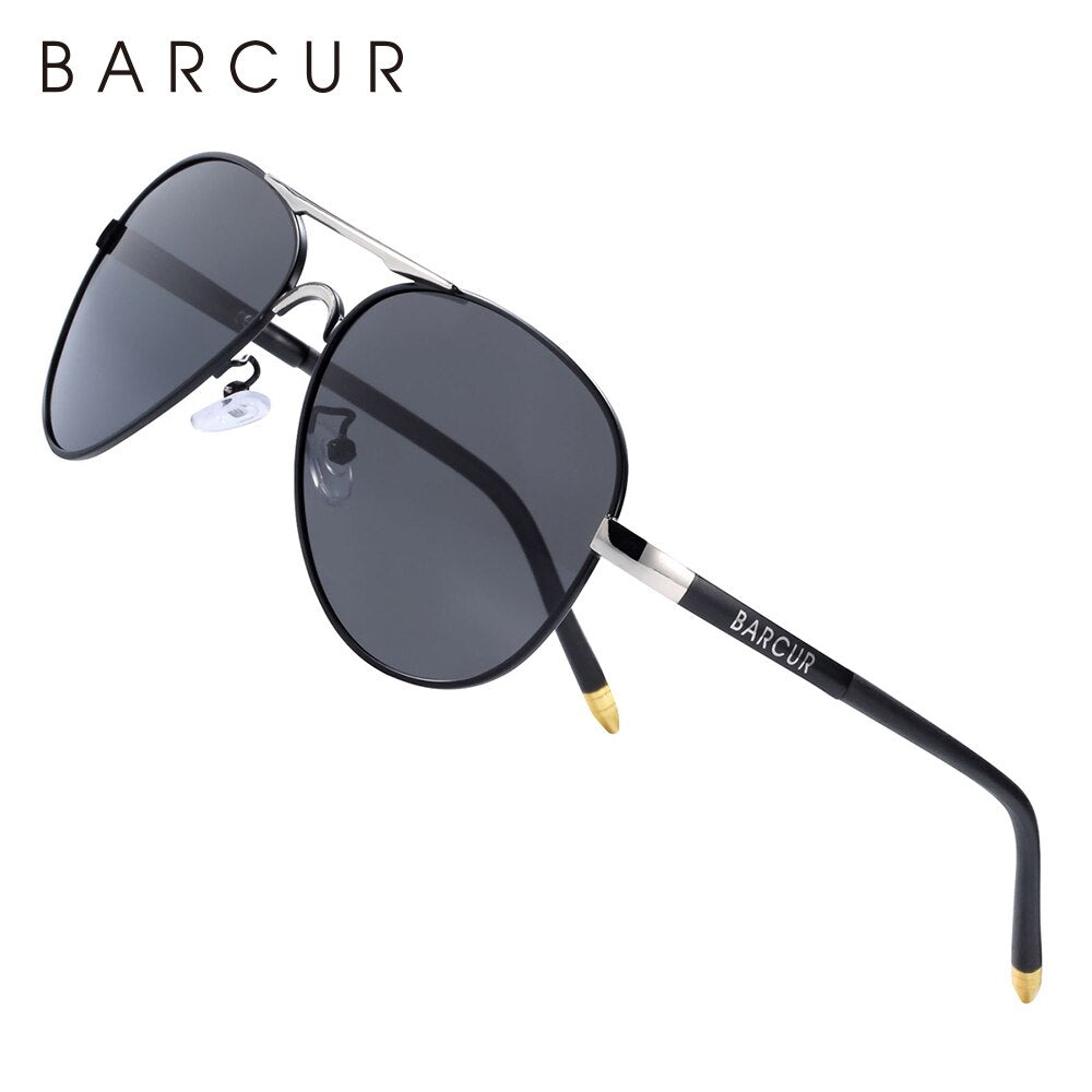BARCUR Men Pilot Sunglasses Aviation UV400 Polarized Sun Glasses Women Eyewear Gafas De Sol Shades - KiwisLove