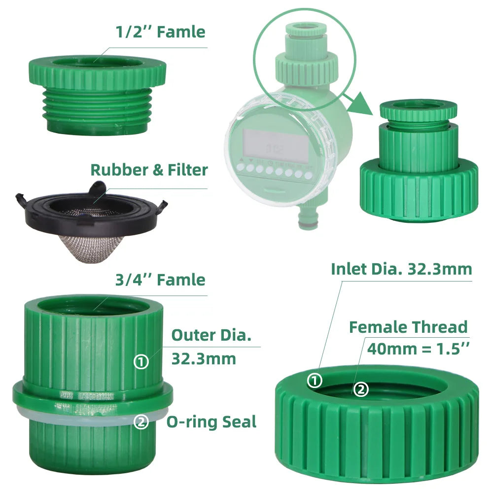 1/2''3/4'' Tap Connector Garden Irrigation Accessories Automatic Water Time Plants Watering Fittings for Growing  Vegetables Too