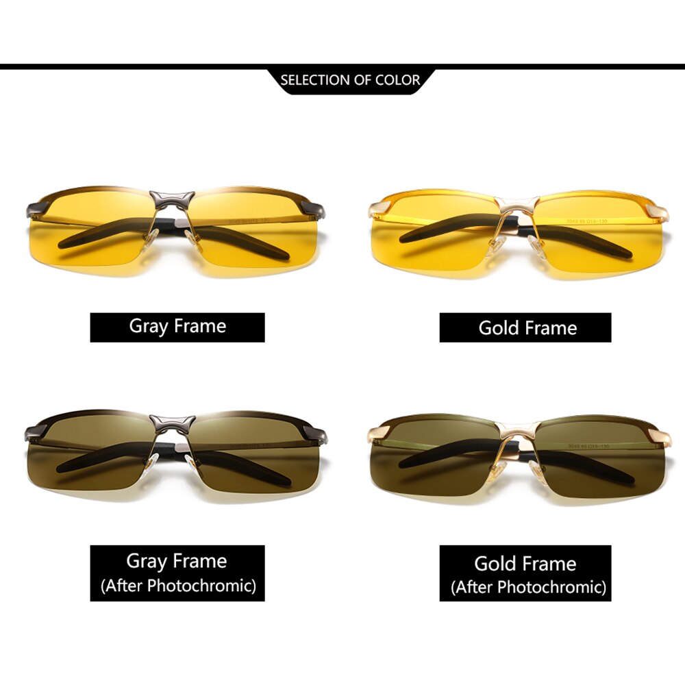 Sunglasses Men Day Night Vision Goggles Anti-glare UV400 For Driving Outdoor Sports Photochromic Yellow Len Polarized Eyewear - KiwisLove