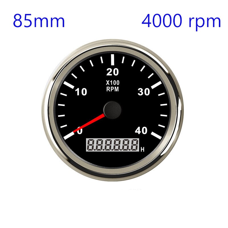 85mm REV Counter Car Boat tachometer + sensor Car Truck Tacho Marine RPM Meter with LCD Hourmeter 4000 RPM Red Backlight 12V/24V - KiwisLove