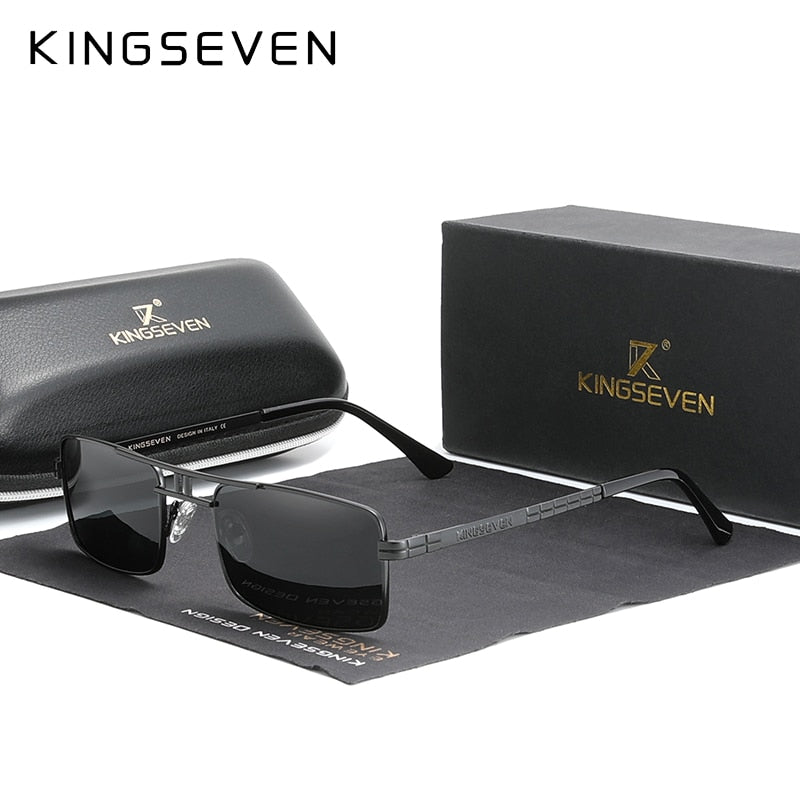 New Arrived KINGSEVEN Polarized Sunglasses Stainless Steel Vintage Frame Brand Rectangle Design Driving Fishing Sun glasses N760 - KiwisLove