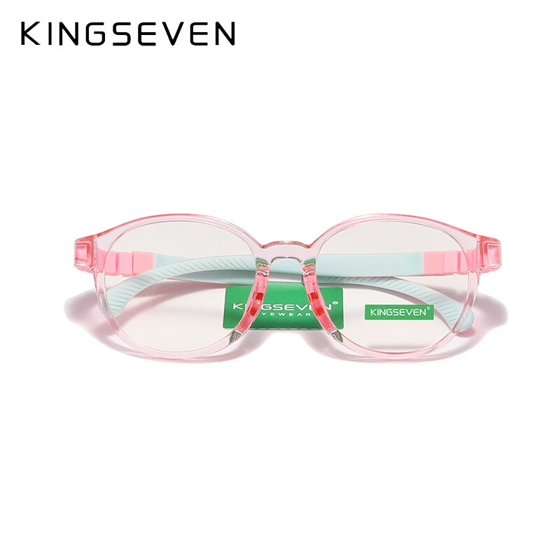 KINGSEVEN Children Optical Lenses Anti-blue Square Blue Light Blocking Glasses Kids TR90 Flexible Computer Gaming Clear Eyewear - KiwisLove