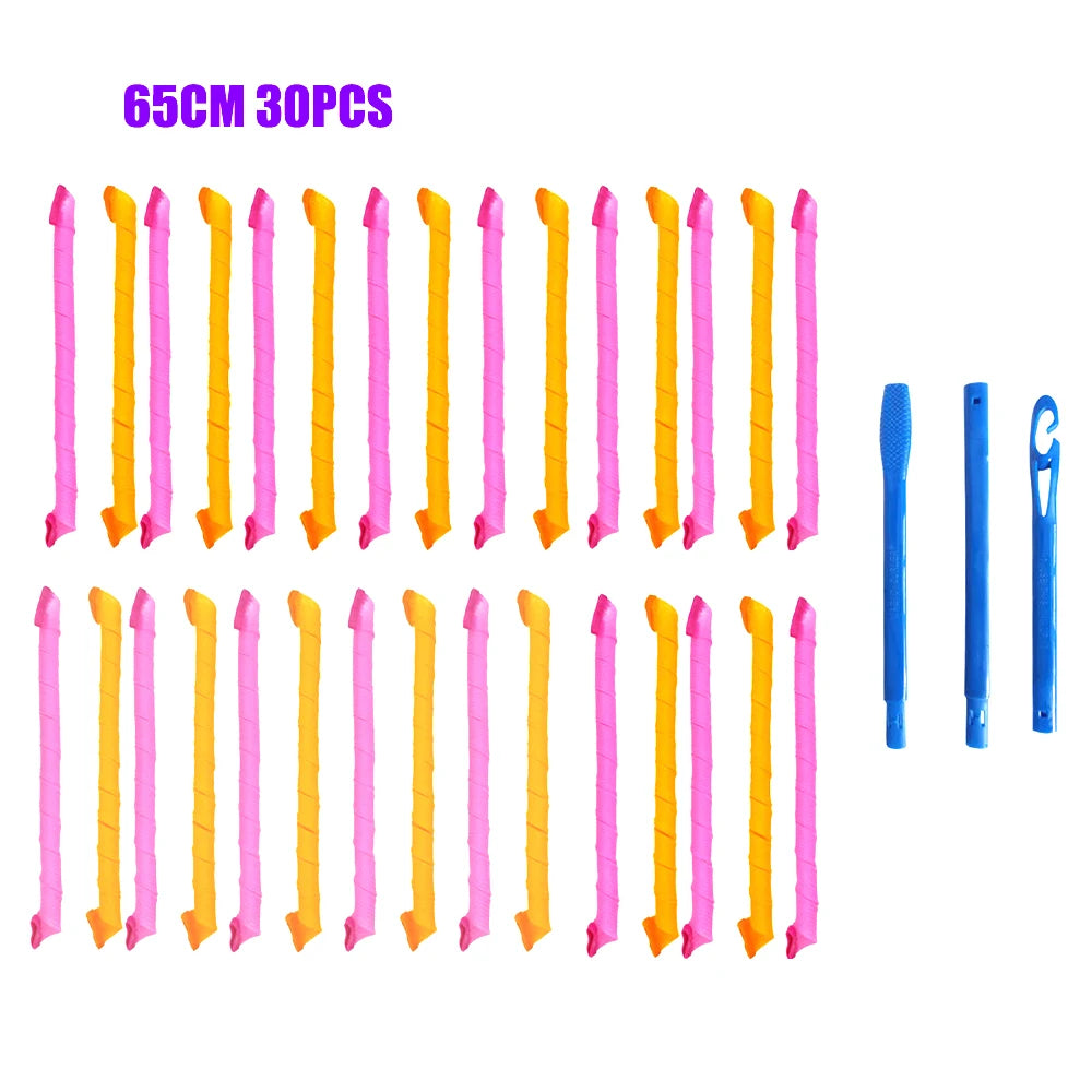 Hair Rollers (30/45/55/65cm) Snail Shape Not Waveform Spiral Round Curls Hair Curler Soft Hair Curler Magic Hair Rollers DIY - KiwisLove