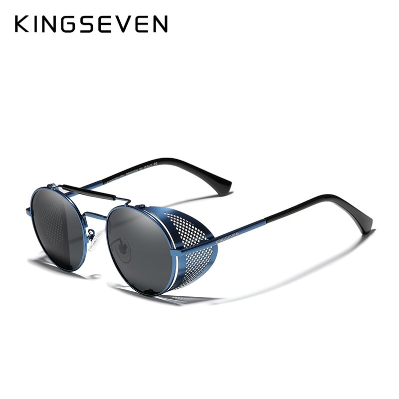 KINGSEVEN Fashion Gothic Steampunk Sunglasses Polarized Men Women Brand Designer Vintage Round Metal Frame Sun Glasses Eyewear - KiwisLove
