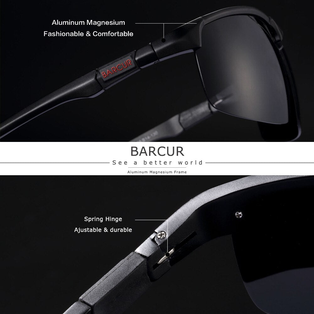 BARCUR Sports Aluminium Sunglasses Men Polarized Man Sunglasses Brand Driving Eyewear - KiwisLove