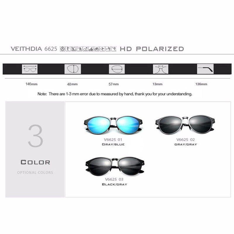 VEITHDIA Men Sunglasses Retro Aluminum Male Sports Driving Sun Glasses Polarized Lens Vintage Women Eyewear Accessories 6625 - KiwisLove