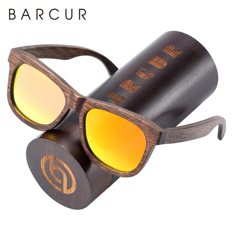 BARCUR Natural Wooden Sunglasses for Men Polarized Sunglasses Wood Oculos De Sol Feminino Frete Gratis - KiwisLove