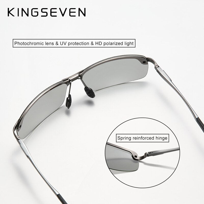 KINGSEVEN 2021 Sunglaases Men Photochromic Polarized Sunglasses Aluminum Frame UV400 Sun Glasses Male Eyewear Driving Glasses - KiwisLove