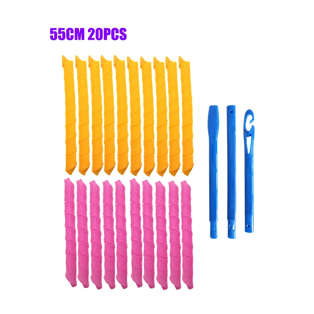 Hair Rollers (30/45/55/65cm) Snail Shape Not Waveform Spiral Round Curls Hair Curler Soft Hair Curler Magic Hair Rollers DIY - KiwisLove