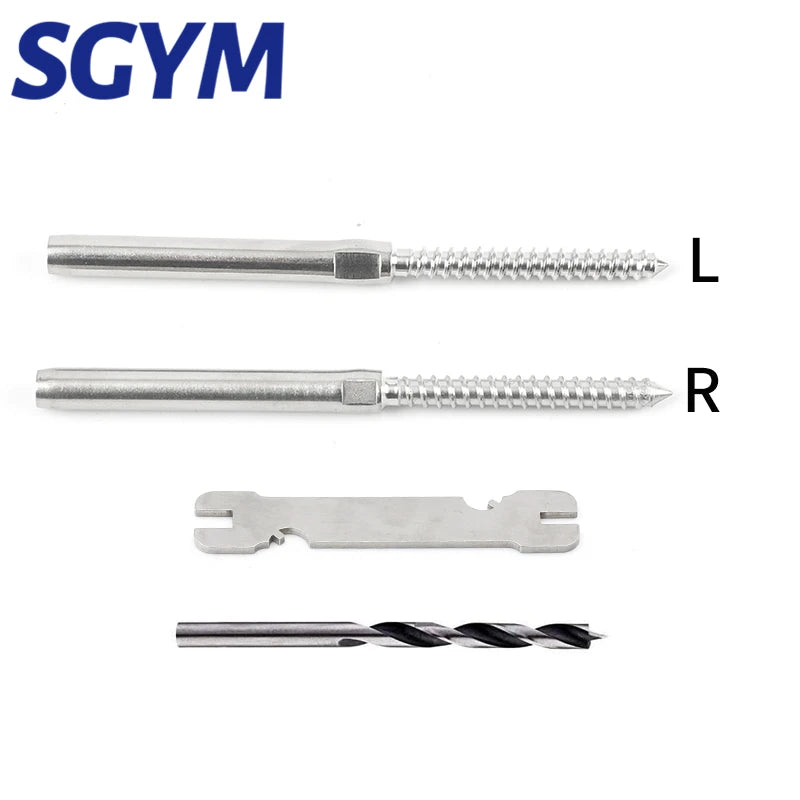 10/20/30/50pcs Swage Lag Screws Left & Right for 1/8 3/16'' Cable Railing Stair Deck Wood Post Balusters Decking Hardware