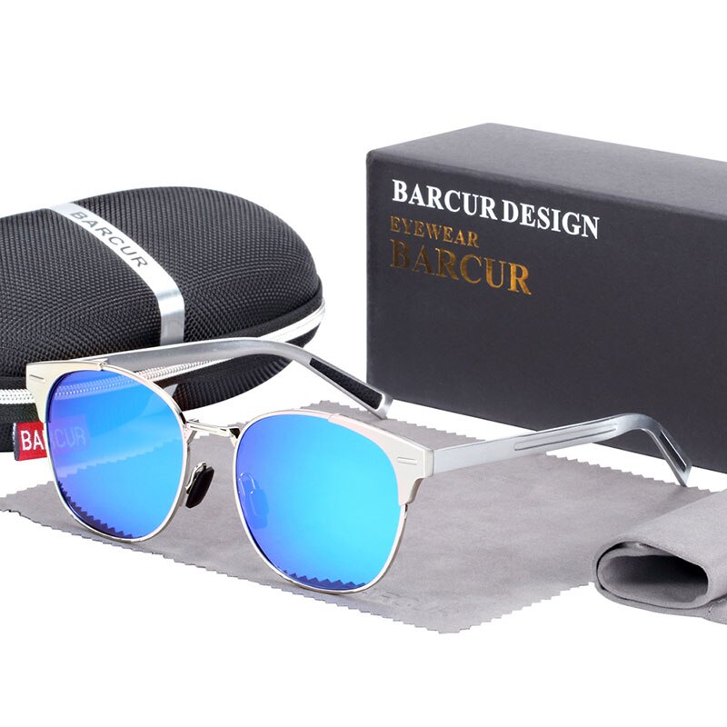 BARCUR Aluminium Magnesium Sunglasses Round Glasses for Men Punk  lunette de soleil femme - KiwisLove