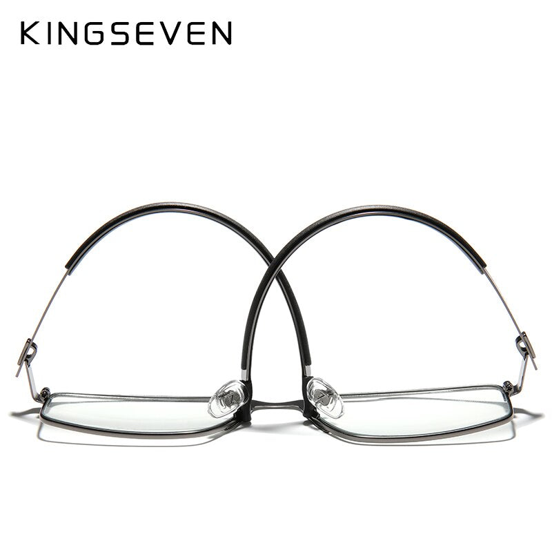 KINGSEVEN Men's Glasses Ultralight Optical Glasses Titanium Material Frame Myopia Prescription Eyeglasses Silicone Temple Design - KiwisLove
