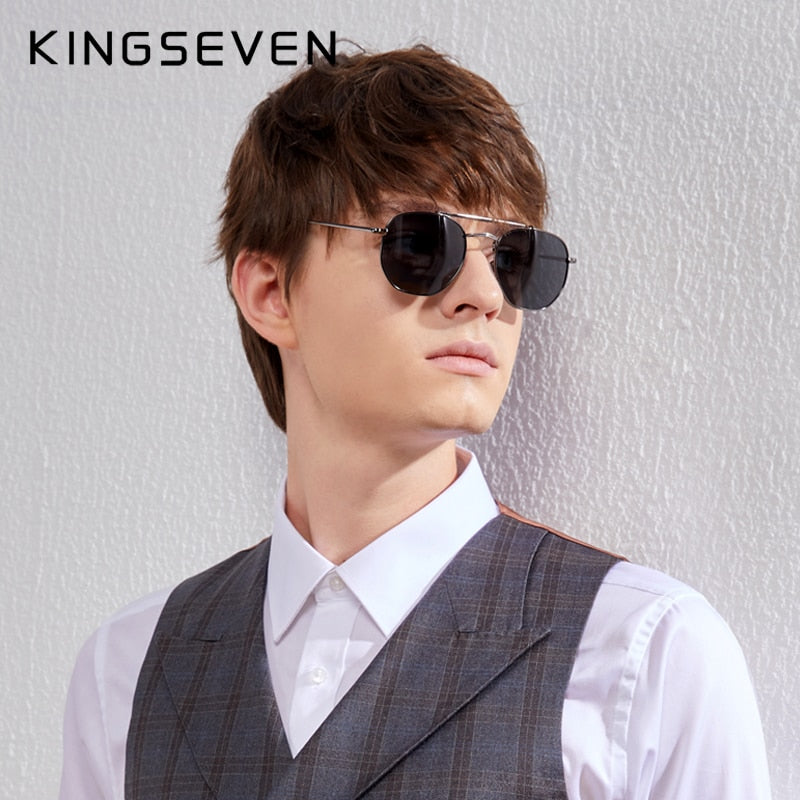 KINGSEVEN Authentic Vintage Sunglasses Men Polarized Women Hexagon Sun Glasses Stainless Steel Lunette De Soleil Femme N7748 - KiwisLove