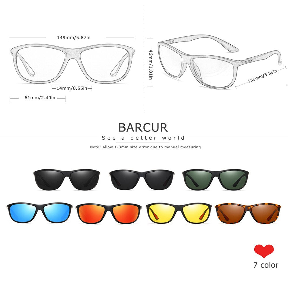 BARCUR Sports Eyewear Mens Sunglasses Polarized Women Sun glasses oculos de sol feminino - KiwisLove