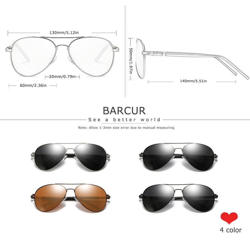 BARCUR Brand Sun glass With Box free Polarized Sunglasses Men Driving Sun Glasses Women Oculos UV 400 Sunglasses - KiwisLove