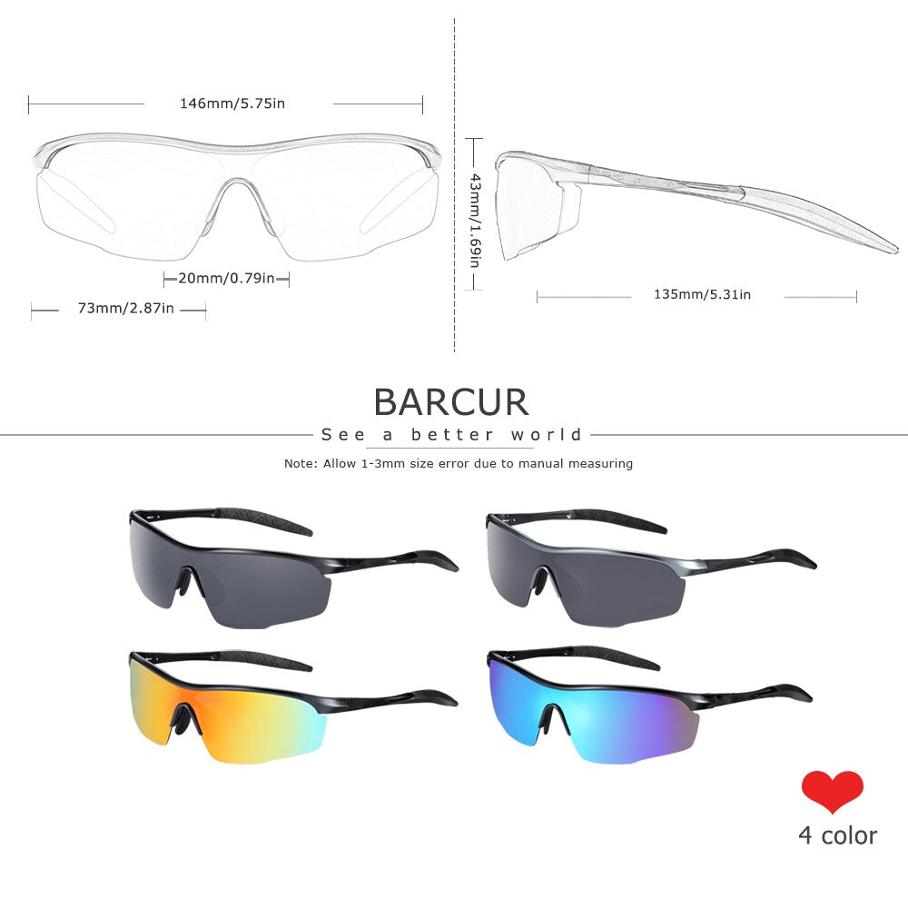 BARCUR Sports Aluminum Magnesium Mens Sunglasses Women Sun glasses Polarized Anti-Reflective shades oculos de sol feminino - KiwisLove