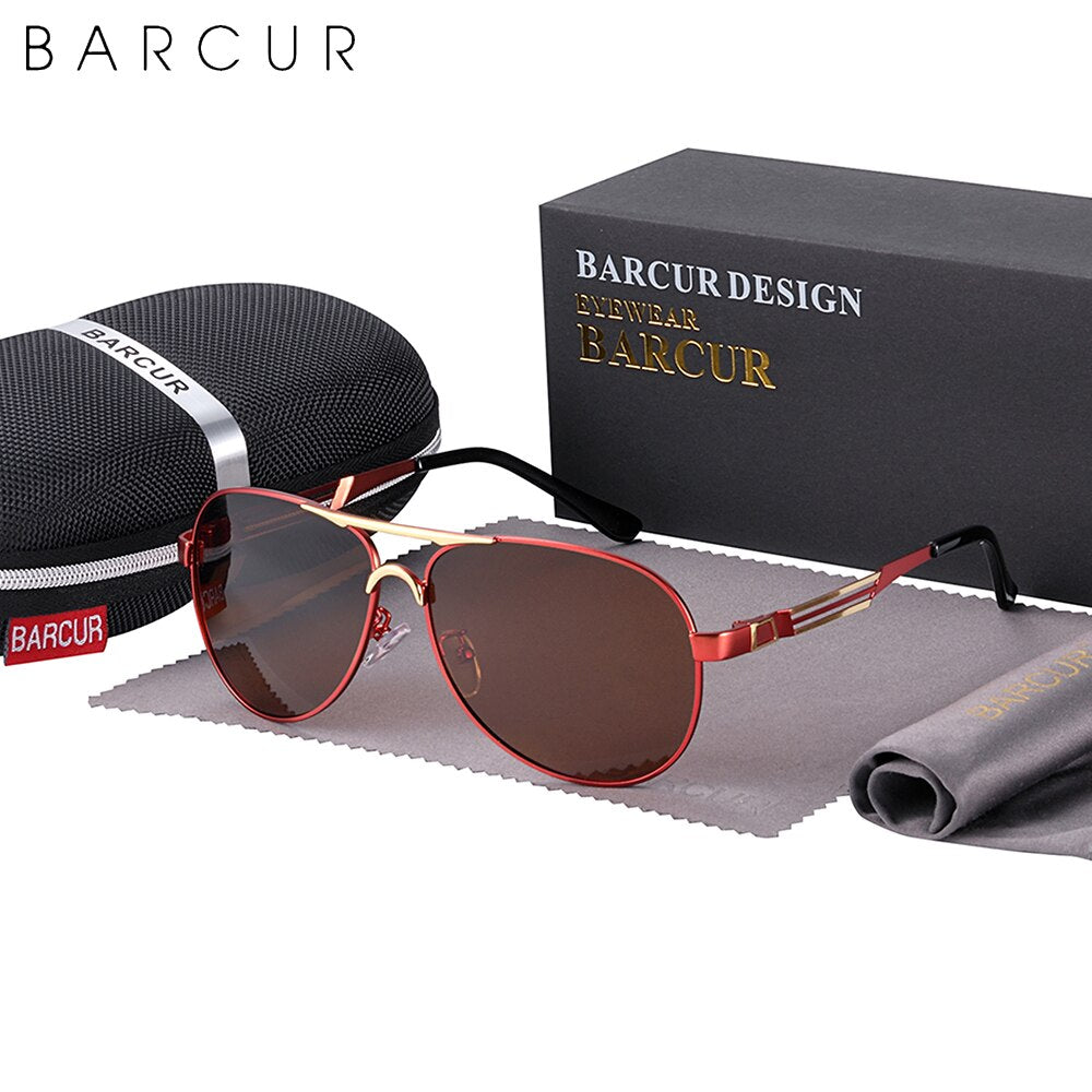 BARCUR Brand Design Fashion Polarized Men Women Classic Sunglasses Pilot Style Lens Eyewear Accessories Sun Glass Driving UV400 - KiwisLove