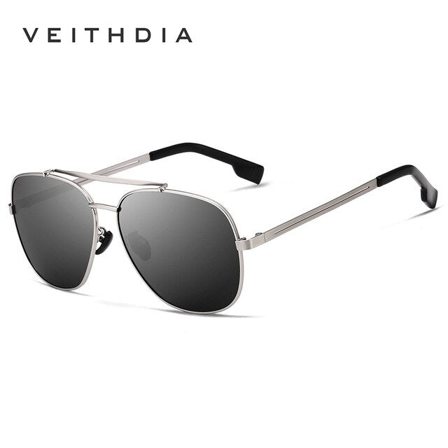 VEITHDIA Brand Men's Vintage Sun Glasses Stainless Steel Sunglasses Square Polarized UV400 Lens Male Eyewear Accessories For Men - KiwisLove