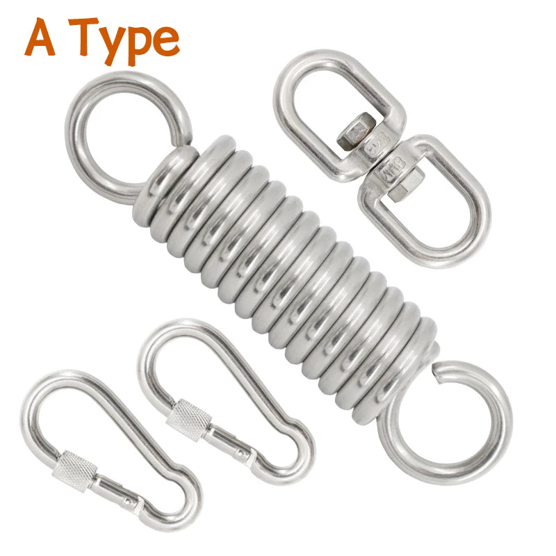 304 Stainless Steel Heavy Duty Hanging Kit Spring Hook 360 Degree Spinning for Punching Bags Rocking Seat Swing Hammock