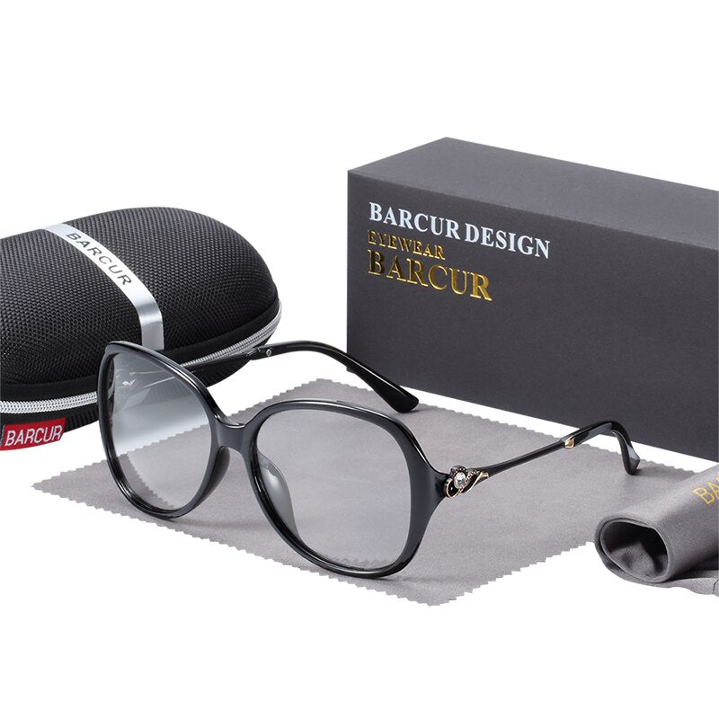 BARCUR Photochromic Sunglasses Women Polarized Round Sun Glasses Lady Eyewear UV400 - KiwisLove