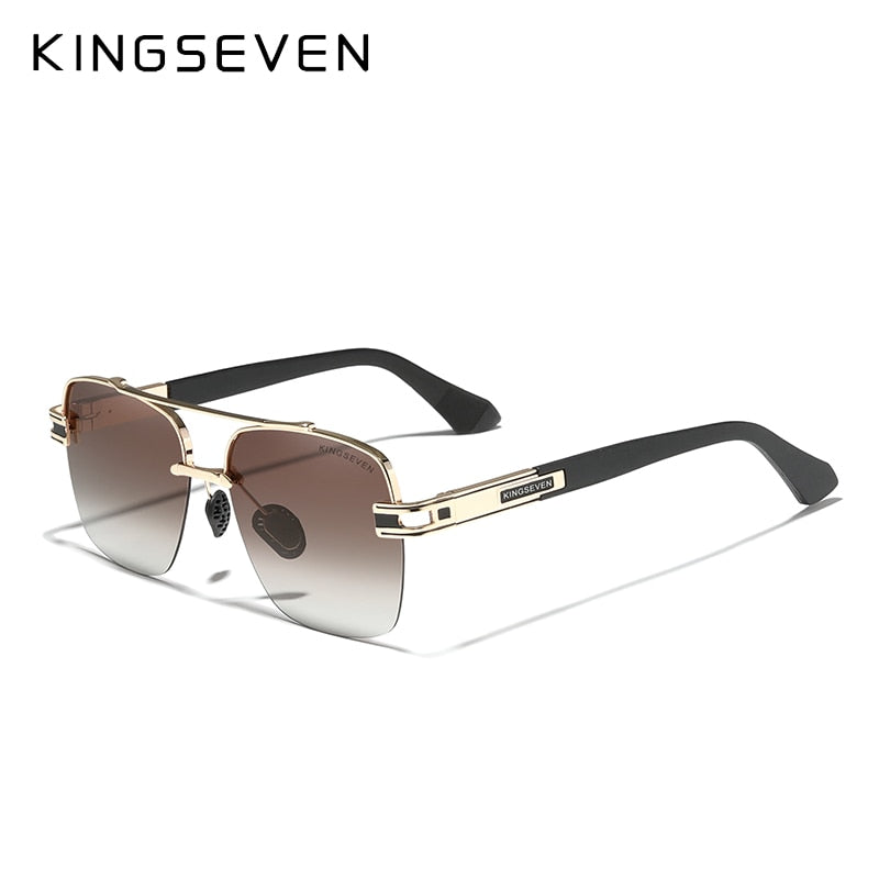 KINGSEVEN 2022 New Design Sunglasses For Men Polarized Gradient Sun glasses Women Men Semi-Rimless Square Retro Eyewear Okulary - KiwisLove