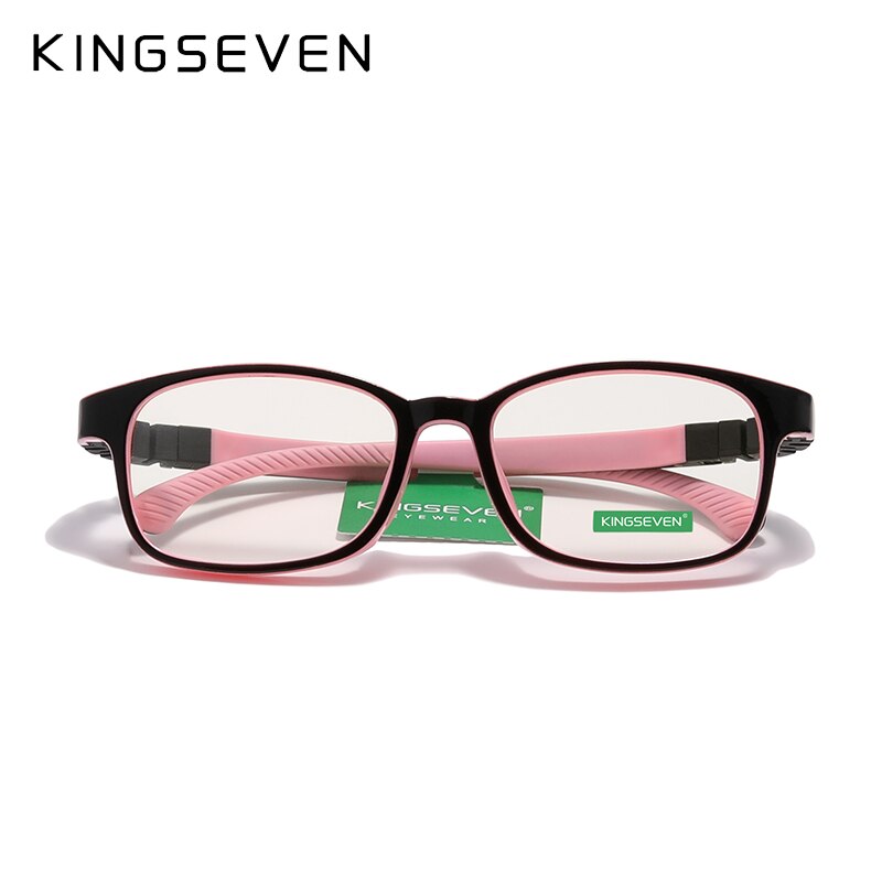 KINGSEVEN Children M Size 48mm  Glasses Anti-blue Square Blue Light Blocking Kids TR90 Flexible Computer Gaming Clear Eyewear - KiwisLove
