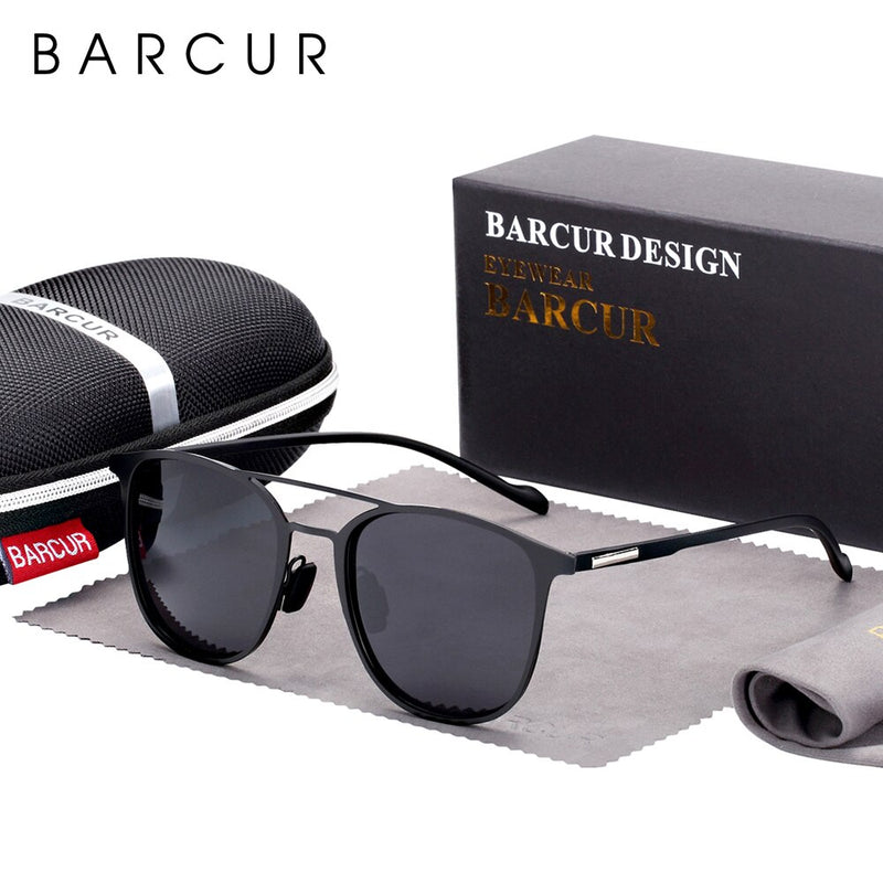 BARCUR Brand Round Sunglasses Men TR90 Temples Black sun glasses for Women Shades Polarized Eyewear lunette de soleil femme - KiwisLove