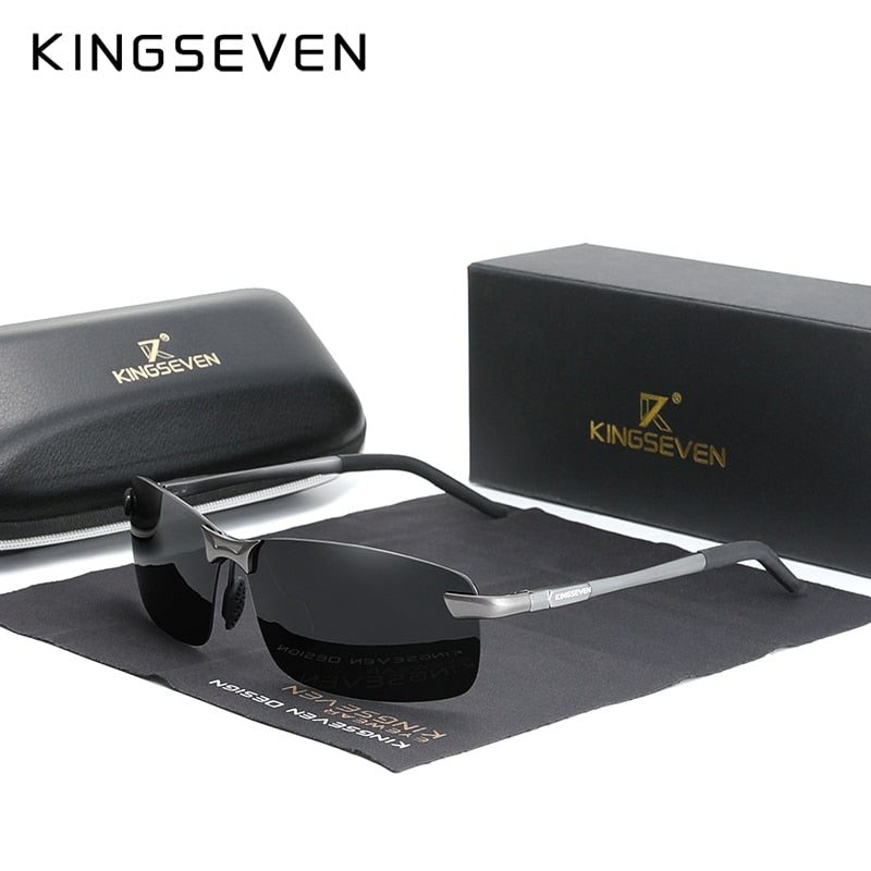 KINGSEVEN NEW Upgrade Fashion Men's Aluminum Sunglasses Polarized Rimless Simple Design Driving Sun Glasses Brand Men UV400 - KiwisLove