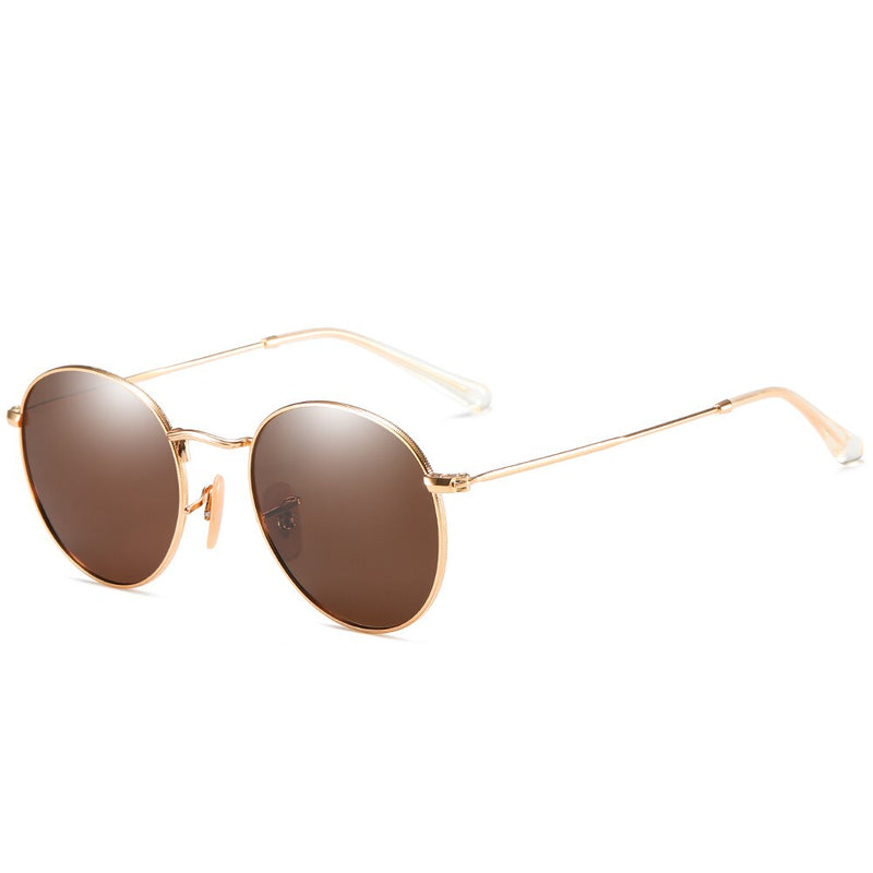 Retro Men Sunglasses Fashion Round Unisex Brand Designer Sun Glasses Polarized Coating UV400 Female Eyewear For Male Women V3448 - KiwisLove