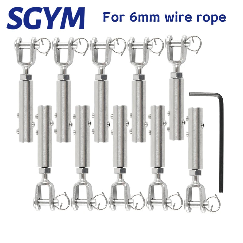For 6mm Cable Railing kit Wire rope Fork Jaw Tension Terminal Fitting Toggle Anchor  with Hexagon Grub Screw Bolts