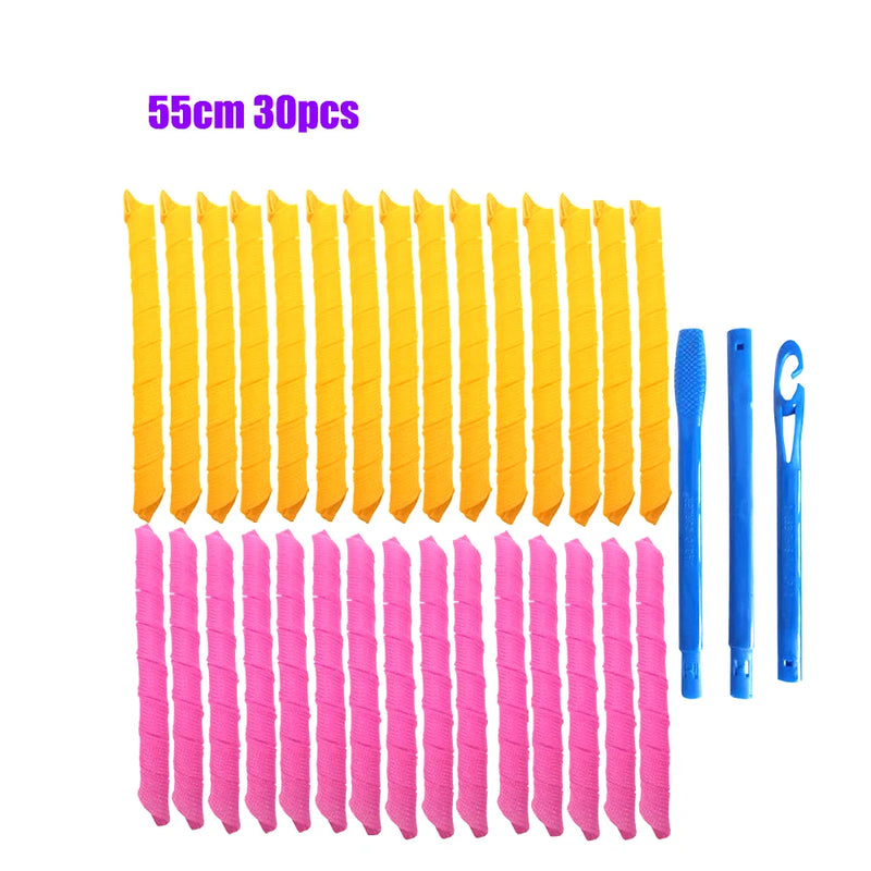 Hair Rollers (30/45/55/65cm) Snail Shape Not Waveform Spiral Round Curls Hair Curler Soft Hair Curler Magic Hair Rollers DIY - KiwisLove
